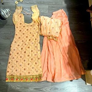 PEACH HEAVY PARTYWEAR SHARARA SUIT